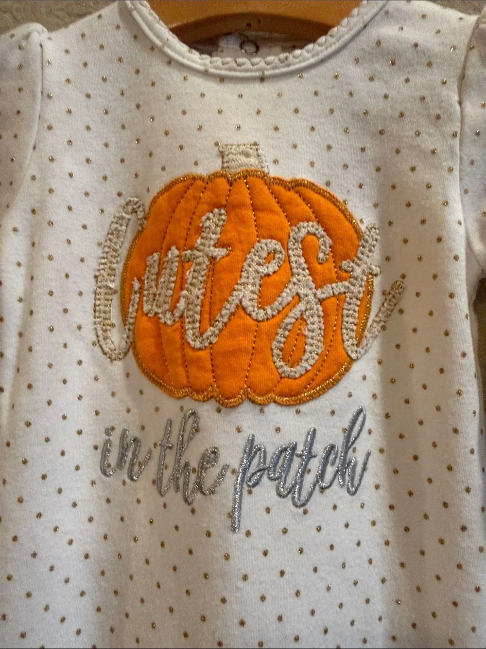 Mud Pie White Polka Dot Pumpkin Ruffle Footed One-Piece